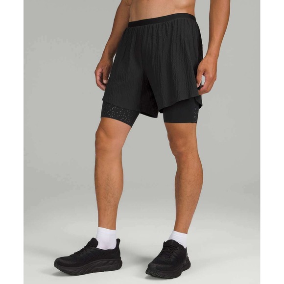 Lululemon Other - Lululemon Surge Lined Short Mens Large Black Seersucker Running Athletic Active